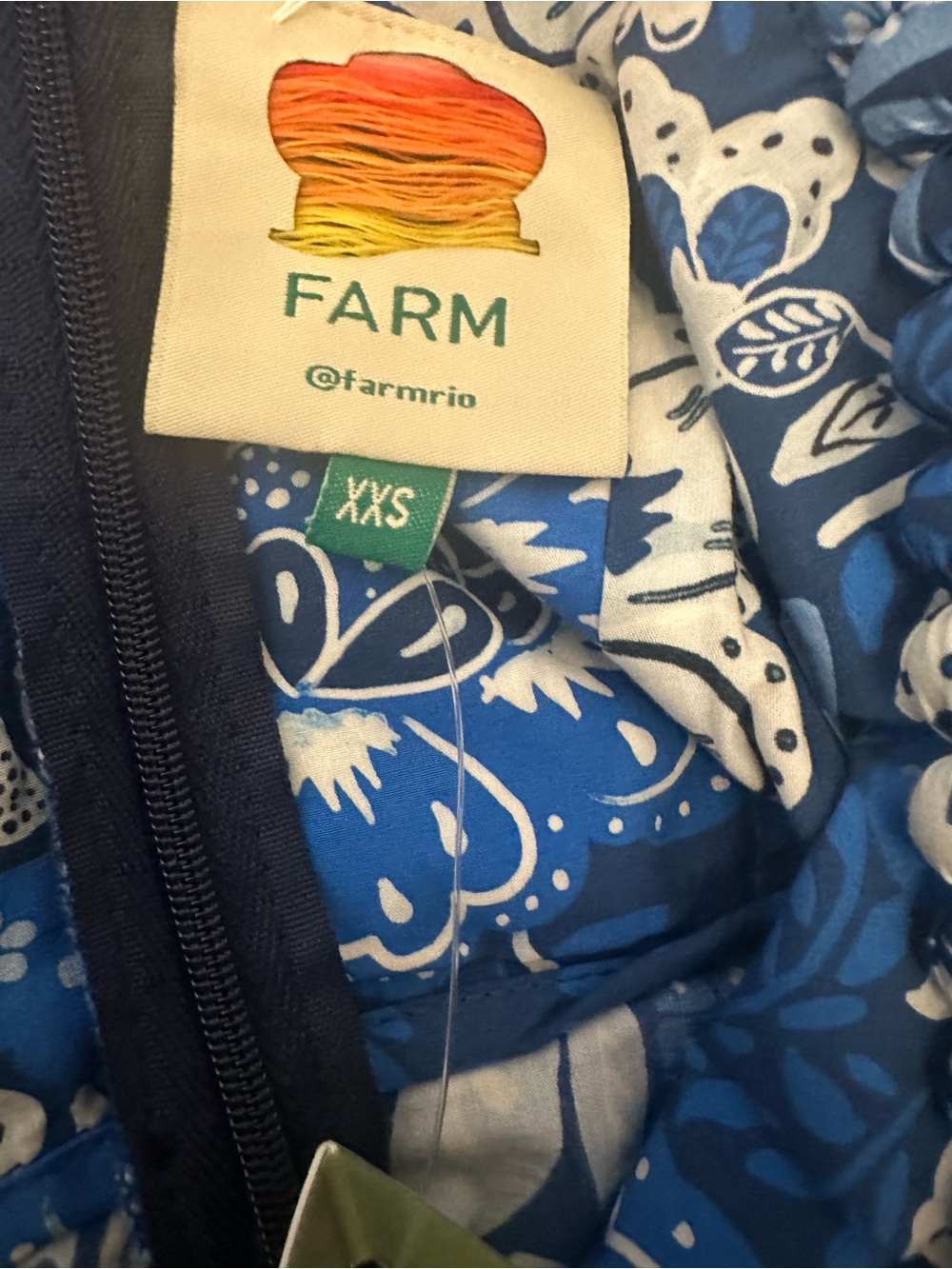 Farm Rio Dress XXS Full of Flowers Blue Midi Floral Sundress Sleeveless NWT $220 - Picture 9 of 15